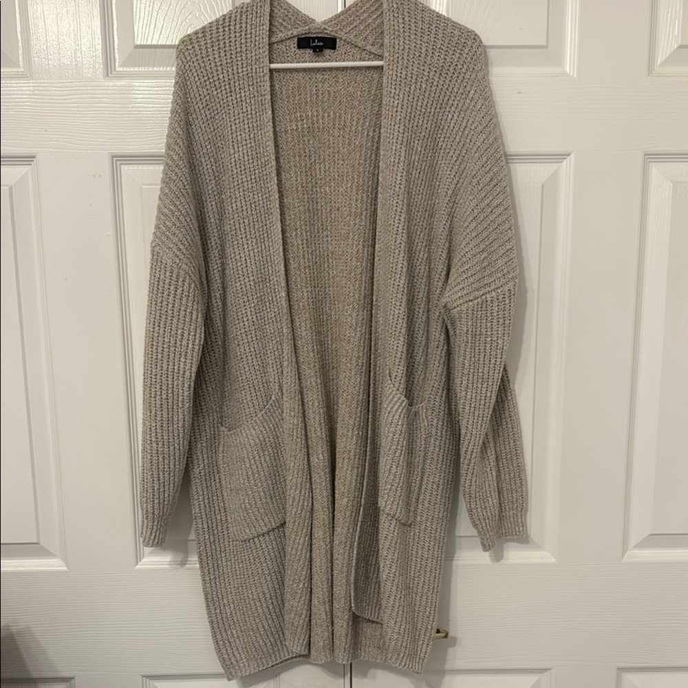 Lulu's Beige Knit Cardigan